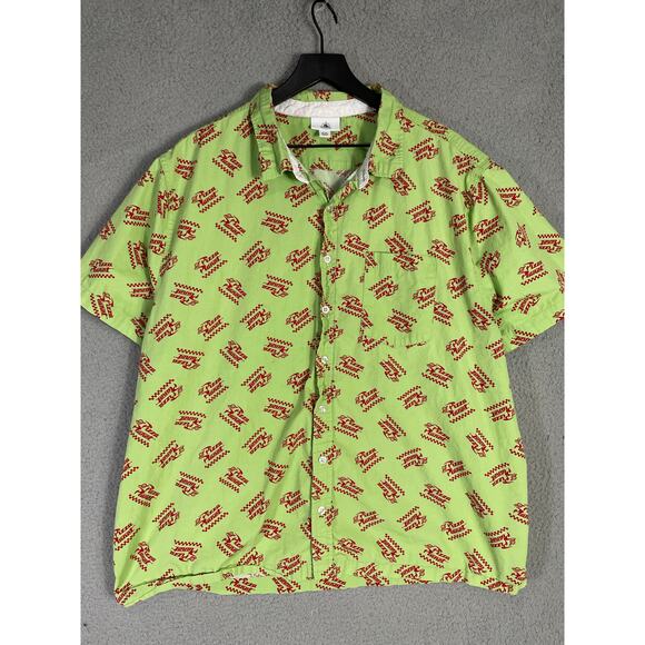 Disney Pixar Pizza Planet Aloha Button-Up Shirt XXL Green Short Sleeve - Picture 7 of 10